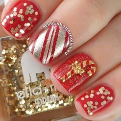 Daily Charme Candy Nails - 20% Off Holiday Candy Cane / Gold