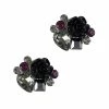 Daily Charme Garden Rose Drop / Swarovski Charm / Silver / Black