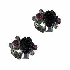 Daily Charme Garden Rose Drop / Swarovski Charm / Silver / Black