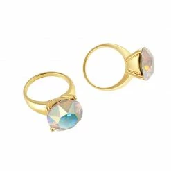 Daily Charme Diamond Ring / Swarovski Charm / Crystal AB / Gold