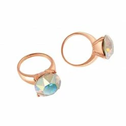 Daily Charme Diamond Ring / Swarovski Charm / Crystal AB / Rose Gold