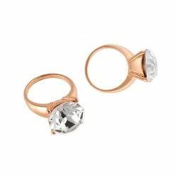 Daily Charme Diamond Ring / Swarovski Charm / Clear Crystal / Rose Gold