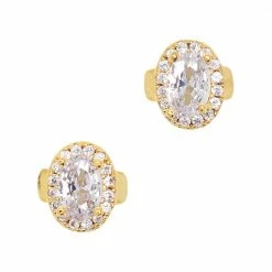 Daily Charme Charms Fancy Oval Gem / Zircon Charm / Gold