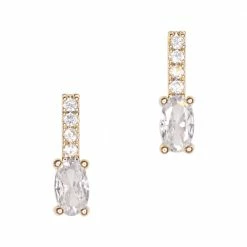 Daily Charme Oval Drop Bar / Zircon Charm / Gold
