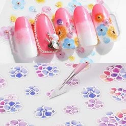 1688 Embossed 3D Nail Art Sticker / Cherry Blossom
