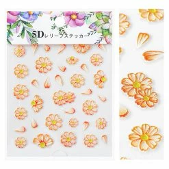 1688 Embossed 3D Nail Art Sticker / Orange Daisies