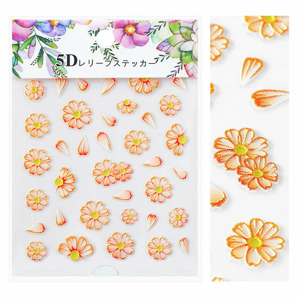 1688 Embossed 3D Nail Art Sticker / Orange Daisies 1 1688 Embossed 3D Nail Art Sticker / Orange Daisies