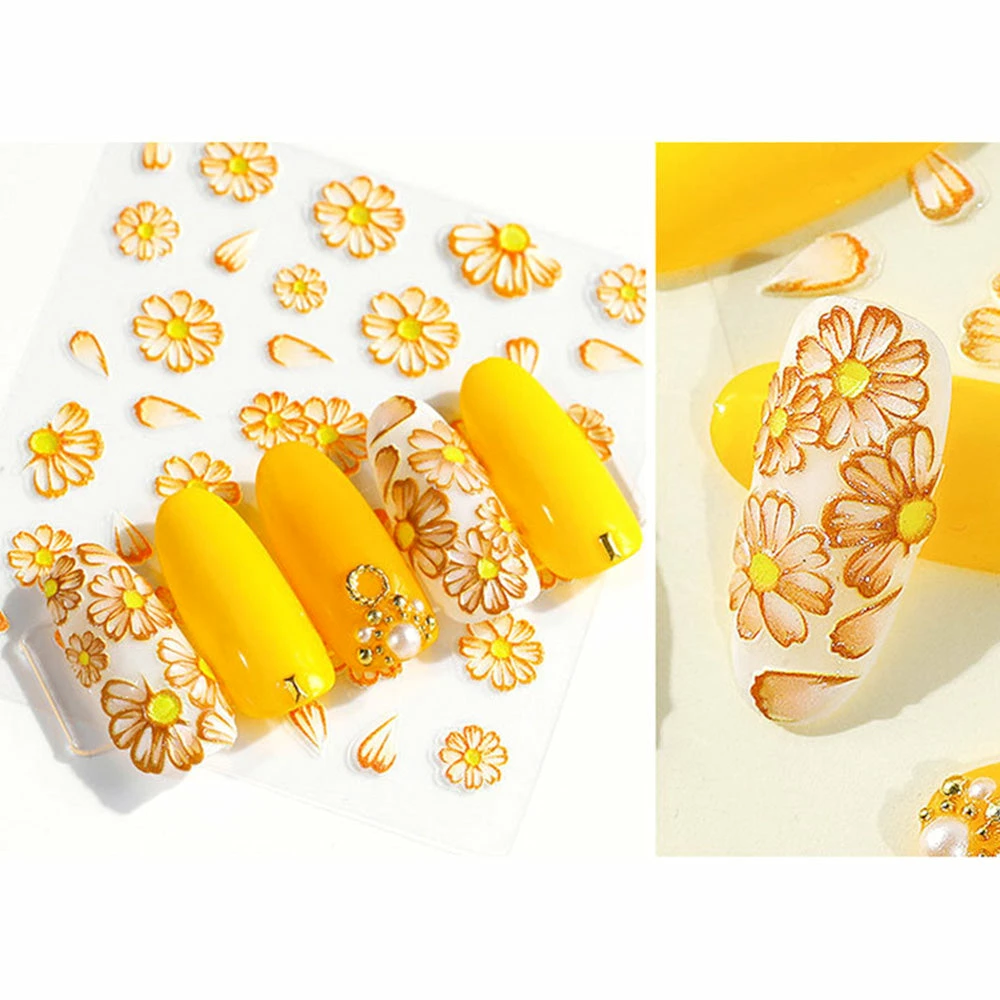 1688 Embossed 3D Nail Art Sticker / Orange Daisies 2 1688 Embossed 3D Nail Art Sticker / Orange Daisies