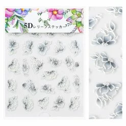 1688 Embossed 3D Nail Art Sticker / Gray Gardenia