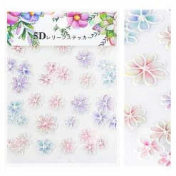 1688 Embossed 3D Nail Art Sticker / Rainbow Daisy