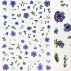 1688 - MeiCaiLin Floral Nail Art Sticker / Blue Purple Anemone