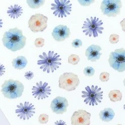 1688 - MeiCaiLin Floral Nail Art Sticker / Blue Blooms