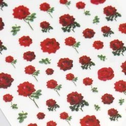 1688 - MeiCaiLin Floral Nail Art Sticker / Red Roses