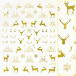 Julia Holiday Gold Nail Art Sticker / Reindeer & Antler
