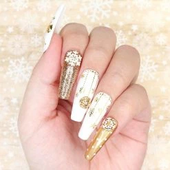 Julia Holiday Gold Nail Art Sticker / Snowflakes & Baubles