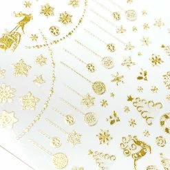 Julia Holiday Gold Nail Art Sticker / Snowflakes & Baubles