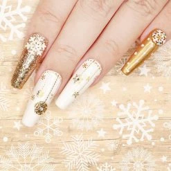 Julia Holiday Gold Nail Art Sticker / Snowflakes & Baubles