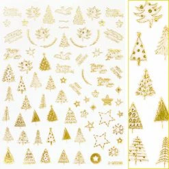 Julia Holiday Gold Nail Art Sticker / Christmas Trees