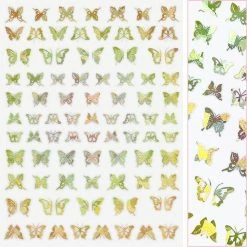 1688 - MeiCaiLin Holographic Butterfly Nail Art Sticker / Flutter / Gold