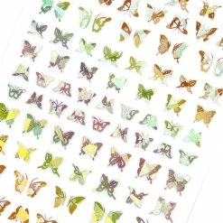 1688 - MeiCaiLin Holographic Butterfly Nail Art Sticker / Flutter / Gold