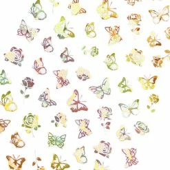 1688 - MeiCaiLin Holographic Butterfly Nail Art Sticker / Roses / Gold