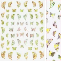 1688 - MeiCaiLin Holographic Butterfly Nail Art Sticker / Wings / Gold