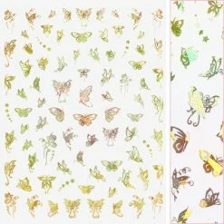 1688 - MeiCaiLin Holographic Butterfly Nail Art Sticker / Starry / Gold