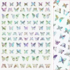 1688 - MeiCaiLin Holographic Butterfly Nail Art Sticker / Flutter / Silver