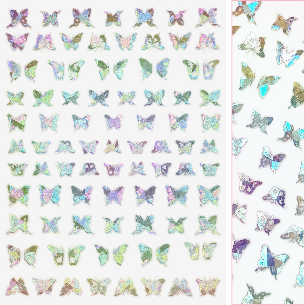 1688 - MeiCaiLin Holographic Butterfly Nail Art Sticker / Flutter / Silver 1 1688 - MeiCaiLin Holographic Butterfly Nail Art Sticker / Flutter / Silver