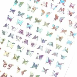 1688 - MeiCaiLin Holographic Butterfly Nail Art Sticker / Flutter / Silver