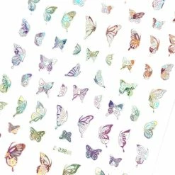 1688 - MeiCaiLin Holographic Butterfly Nail Art Sticker / Wings / Silver
