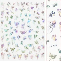 1688 - MeiCaiLin Holographic Butterfly Nail Art Sticker / Starry / Silver