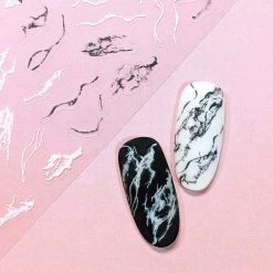 Tensor Marble Nail Art Sticker / Black & White