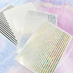 1688 - MeiCaiLin Thin Lines Nail Art Sticker / Holographic Gold