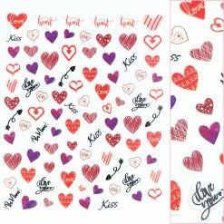 1688 - MeiCaiLin Valentine Nail Art Sticker / Heart Scribbles