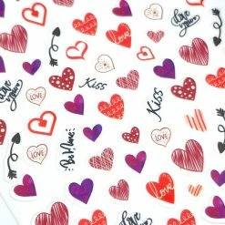 1688 - MeiCaiLin Valentine Nail Art Sticker / Heart Scribbles