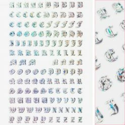 1688 - MeiCaiLin Blackletter Nail Art Sticker / Holographic Silver