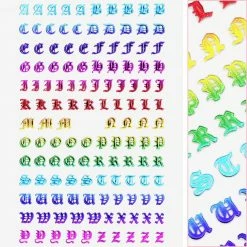 1688 - MeiCaiLin Blackletter Nail Art Sticker / Rainbow Metallic