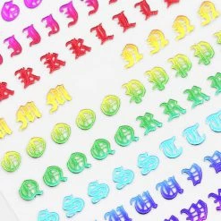 1688 - MeiCaiLin Blackletter Nail Art Sticker / Rainbow Metallic