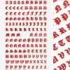 1688 - MeiCaiLin Blackletter Nail Art Sticker / Red Metallic