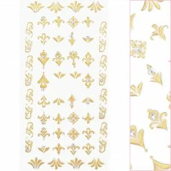 1688 - MeiCaiLin Bejeweled Nail Art Sticker / Filigree / Gold