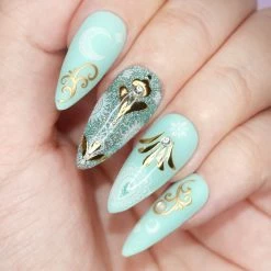 1688 - MeiCaiLin Bejeweled Nail Art Sticker / Filigree / Gold