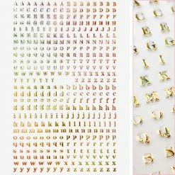 1688 - MeiCaiLin Small Typography Nail Art Sticker / Holographic Gold