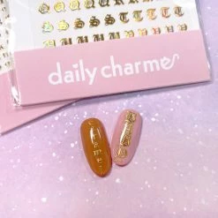1688 - MeiCaiLin Small Typography Nail Art Sticker / Holographic Gold