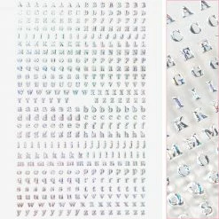 1688 - MeiCaiLin Small Typography Nail Art Sticker / Holographic Silver