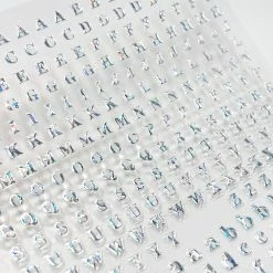 1688 - MeiCaiLin Small Typography Nail Art Sticker / Holographic Silver