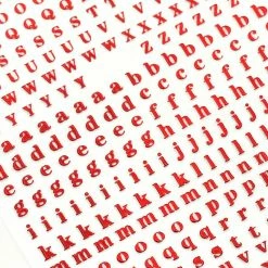 1688 - MeiCaiLin Small Typography Nail Art Sticker / Red Metallic