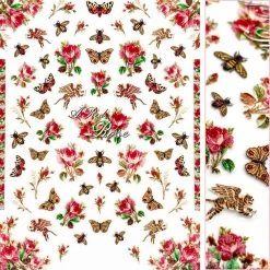 Tensor 3D Embossed Nail Art Sticker / Bees & Roses