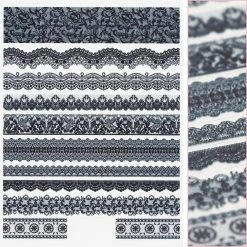 Tensor Floral Nail Art Sticker / Laces / Black
