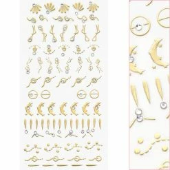 1688 - MeiCaiLin Bejeweled Nail Art Sticker / Abstract / Gold New Arrivals